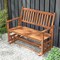 Costway Patio Glider Loveseat Chair Swing Rocking Bench with Slatted Seat & Curved Backrest White/Natural/Gray